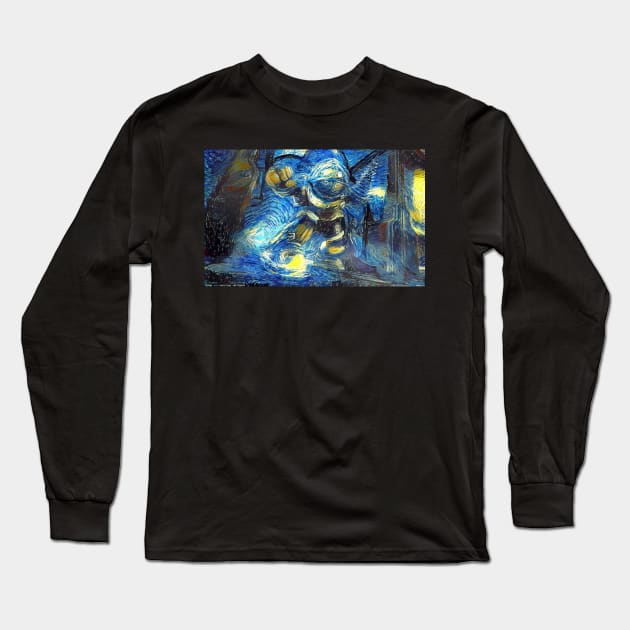 Bioshock Big Daddy and Little Sister Starry Night Long Sleeve T-Shirt by Starry Night